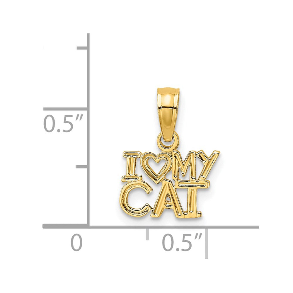 14k Yellow Gold 10 mm I HEART MY CAT Charm (0.43 grams)