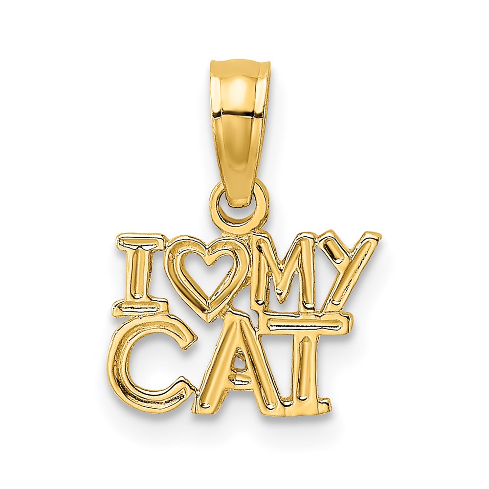 14k Yellow Gold 10 mm I HEART MY CAT Charm (0.43 grams)