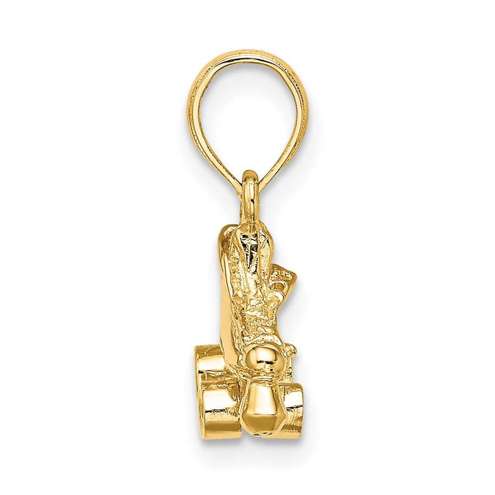 14k Yellow Gold 12.35 mm 3-D Roller Skate Charm (1.54 grams)