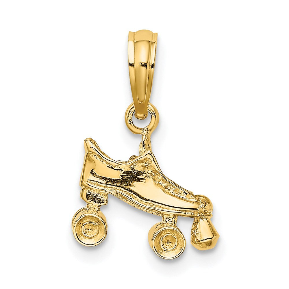 14k Yellow Gold 12.35 mm 3-D Roller Skate Charm (1.54 grams)