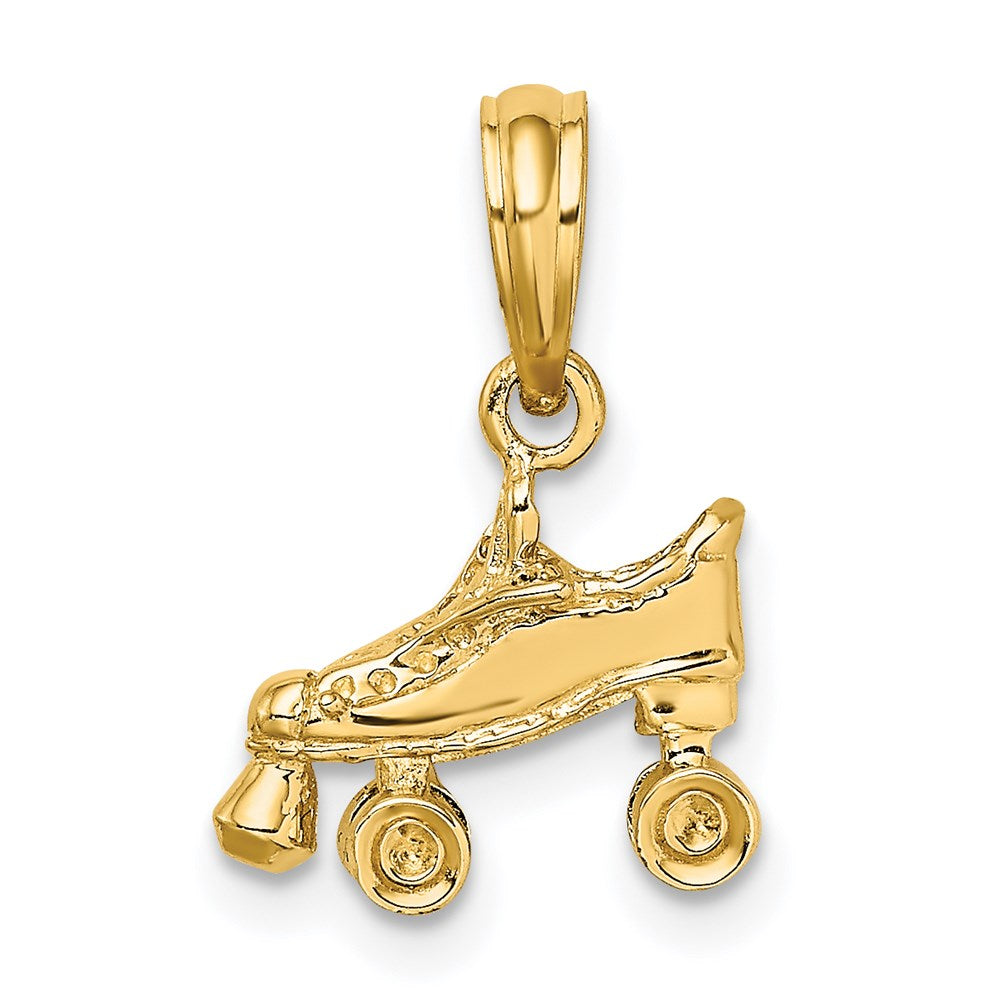 14k Yellow Gold 12.35 mm 3-D Roller Skate Charm (1.54 grams)