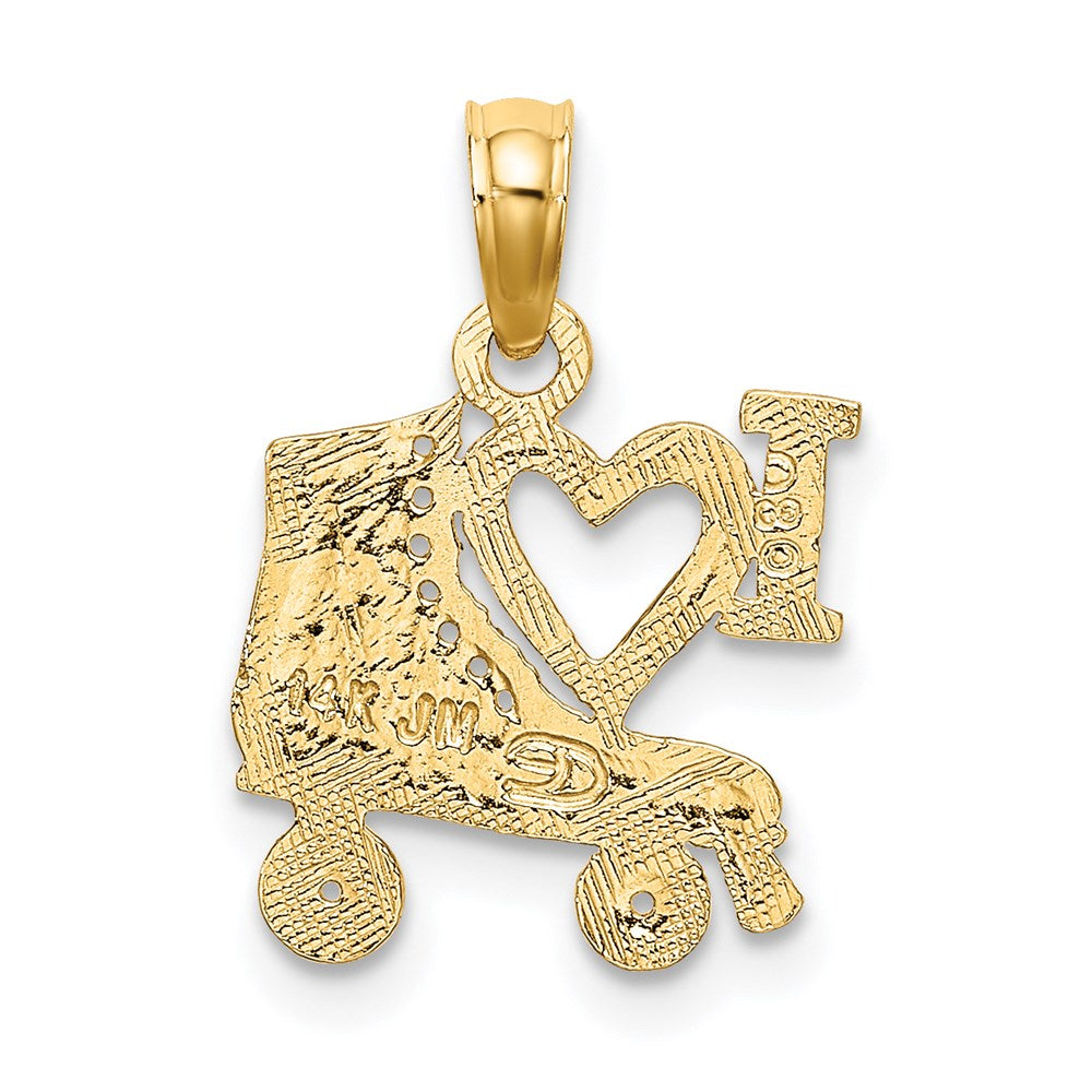 14k Yellow Gold 12.05 mm I HEART w/Roller Skate Charm (0.6 grams)