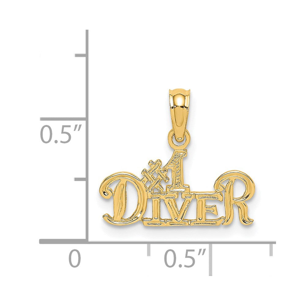 14k Yellow Gold 17 mm #1 DIVER Charm (0.56 grams)