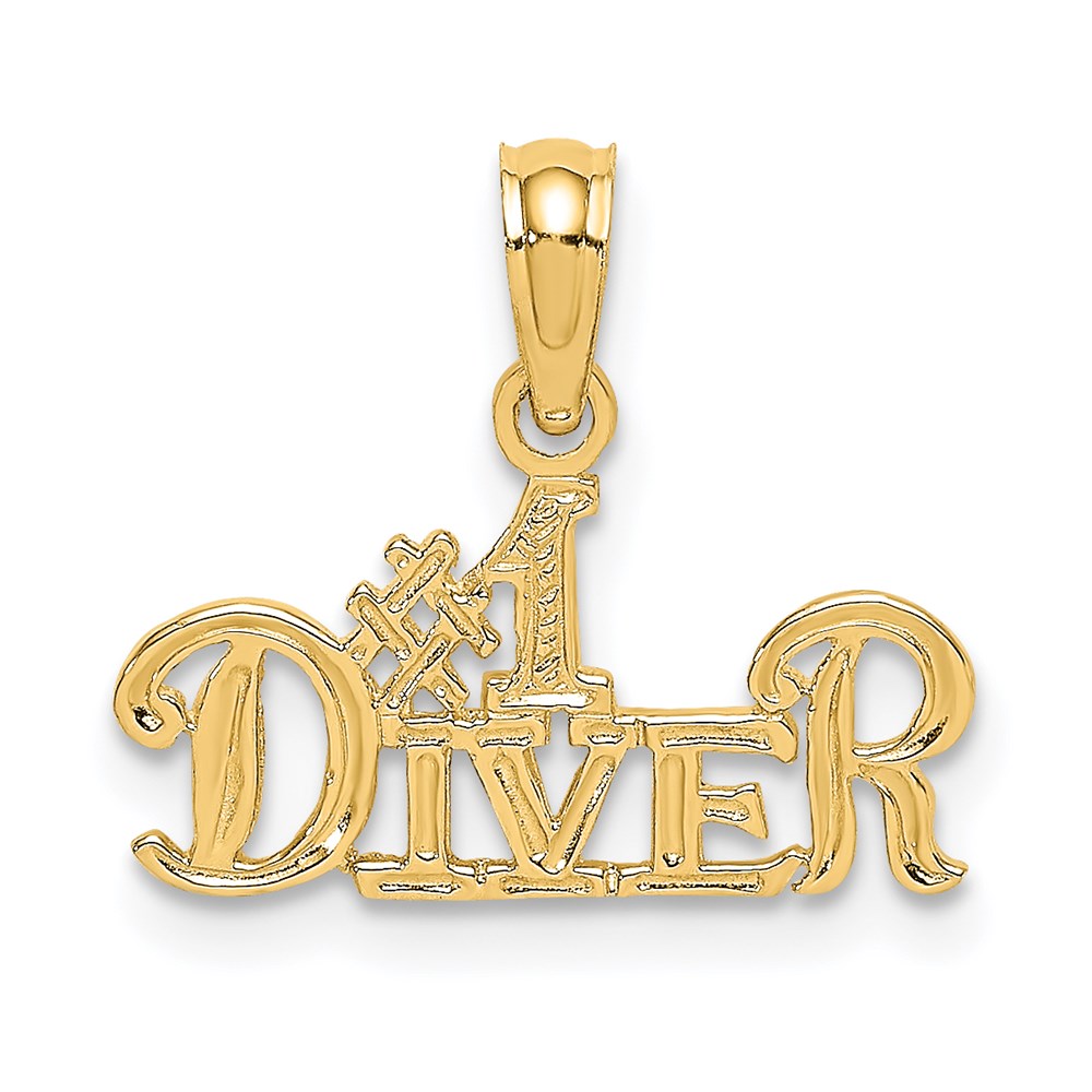 14k Yellow Gold 17 mm #1 DIVER Charm (0.56 grams)