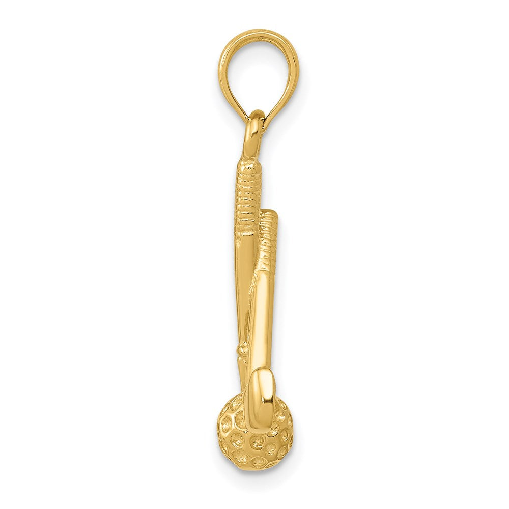 14k Yellow Gold 15 mm 3-D Clubs and Ball Pendant (1.95 grams)