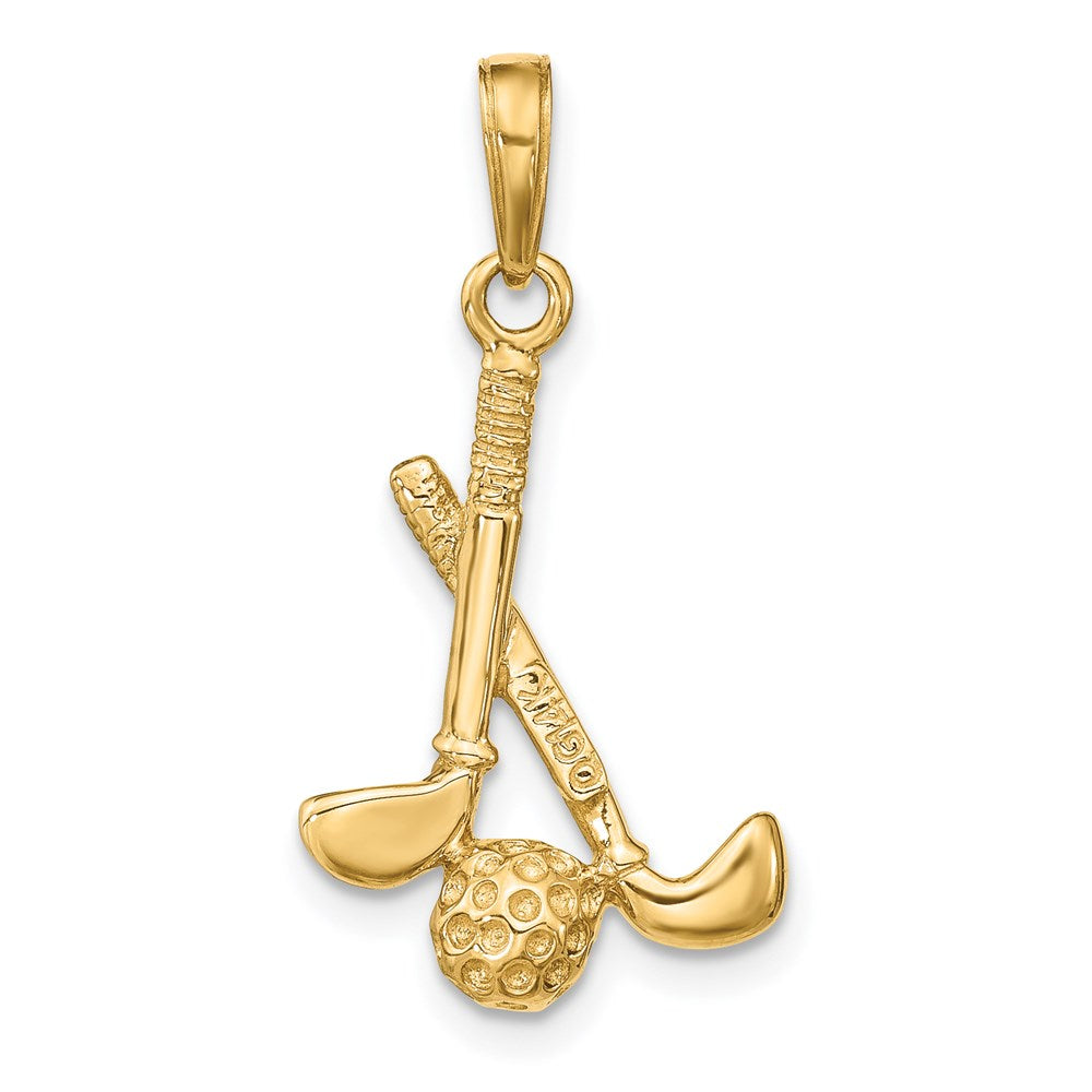 14k Yellow Gold 15 mm 3-D Clubs and Ball Pendant (1.95 grams)