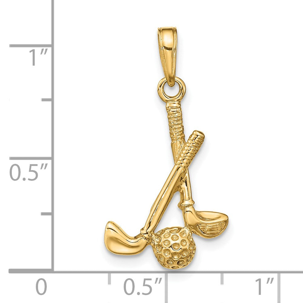 14k Yellow Gold 15 mm 3-D Clubs and Ball Pendant (1.95 grams)