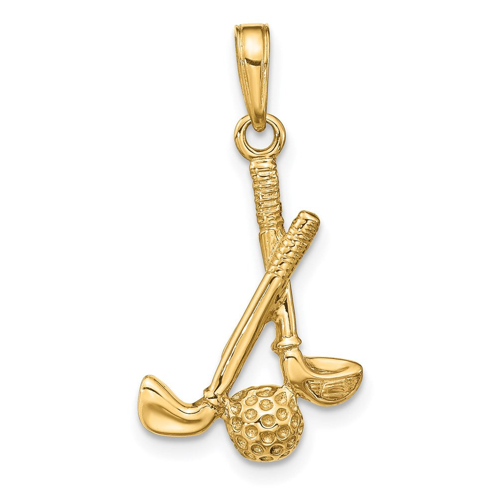 14k Yellow Gold 15 mm 3-D Clubs and Ball Pendant (1.95 grams)