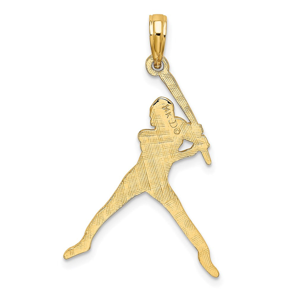 14k Yellow Gold 19.3 mm Baseball Batter Charm (1.15 grams)