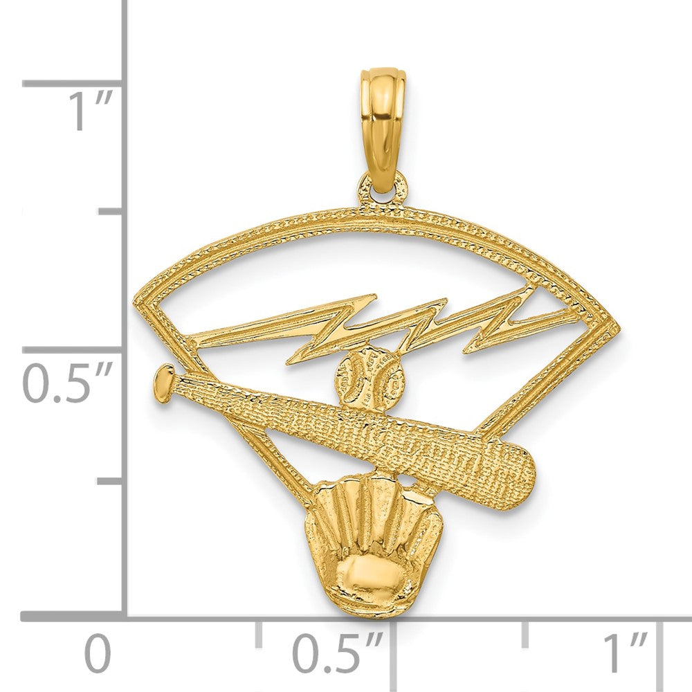 14k Yellow Gold 23 mm Baseball Diamond Pendant (1.51 grams)