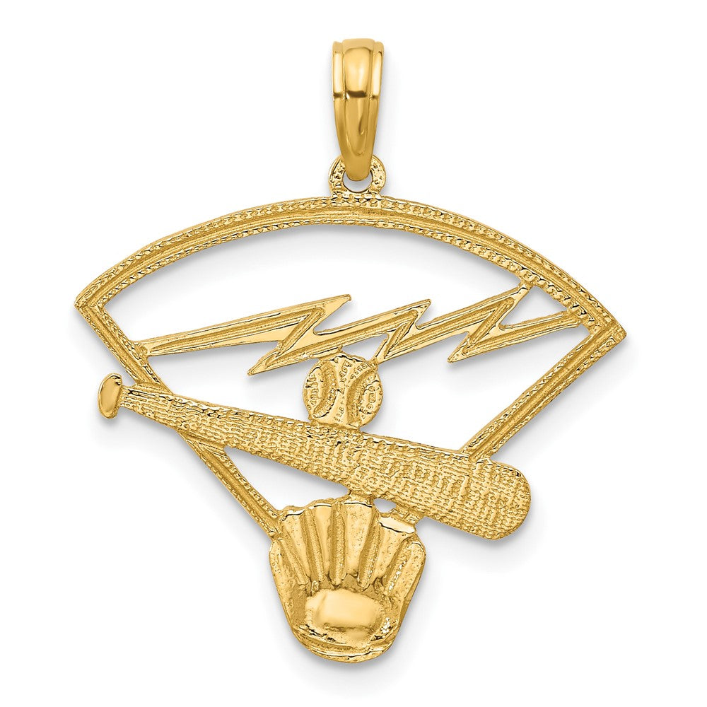 14k Yellow Gold 23 mm Baseball Diamond Pendant (1.51 grams)