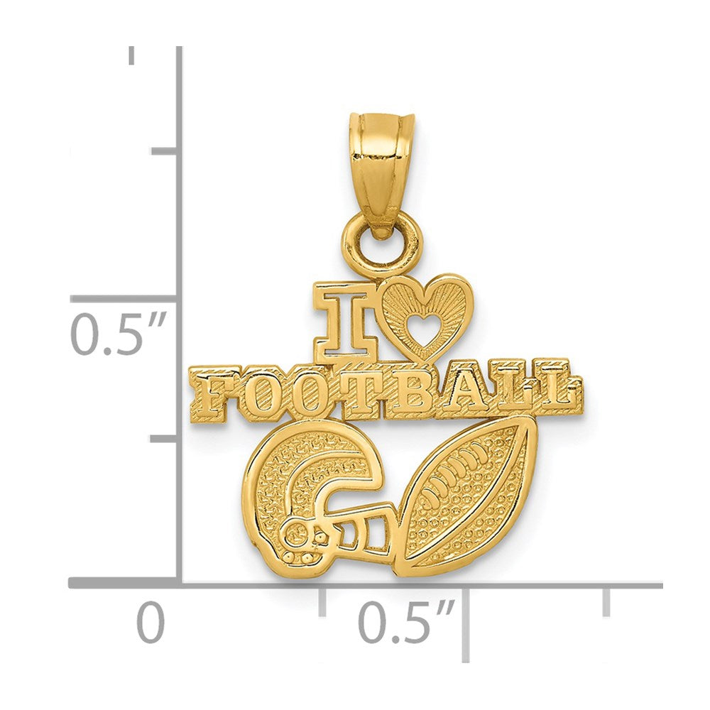 14k Yellow Gold 17.5 mm I HEART FOOTBALL Charm (0.89 grams)