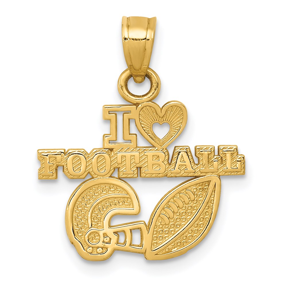 14k Yellow Gold 17.5 mm I HEART FOOTBALL Charm (0.89 grams)