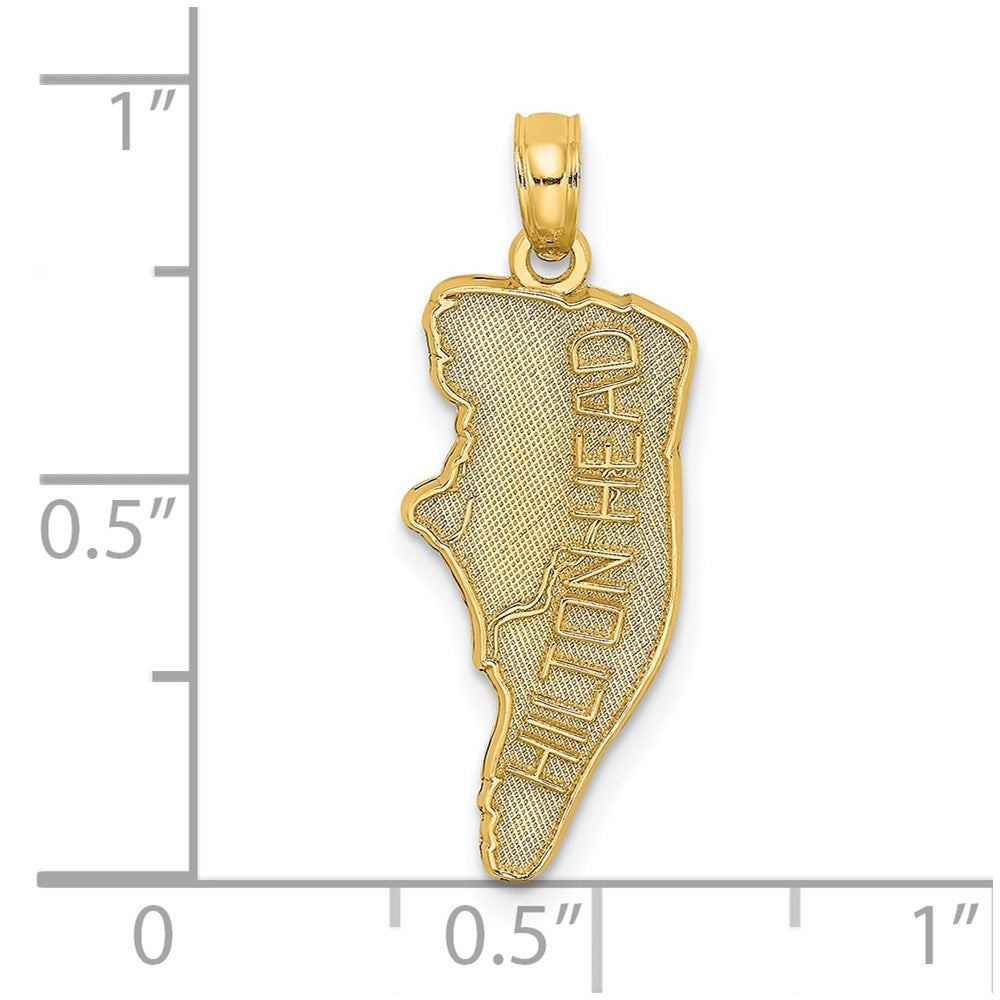 14k Yellow Gold 9.54 mm HILTON HEAD Map Charm (1.06 grams)