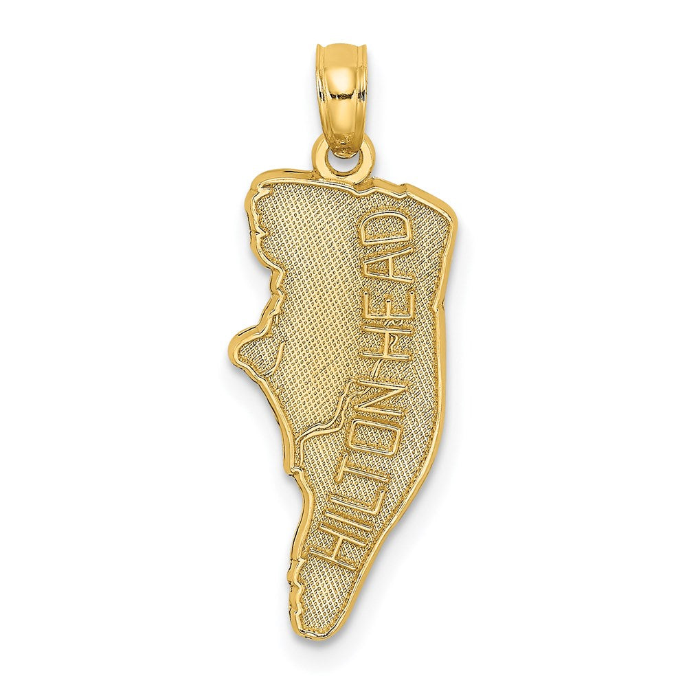 14k Yellow Gold 9.54 mm HILTON HEAD Map Charm (1.06 grams)