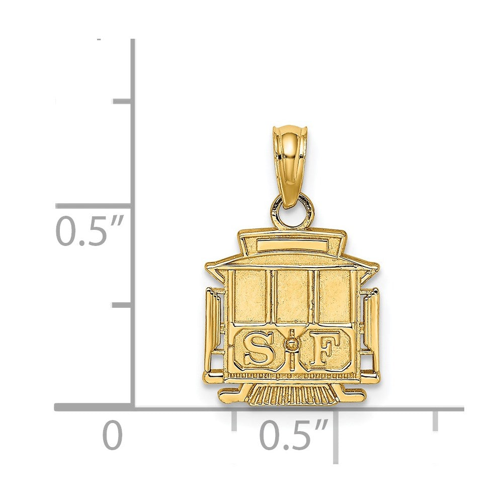 14k Yellow Gold 11.6 mm Polished SF Cable Car Charm (1.03 grams)