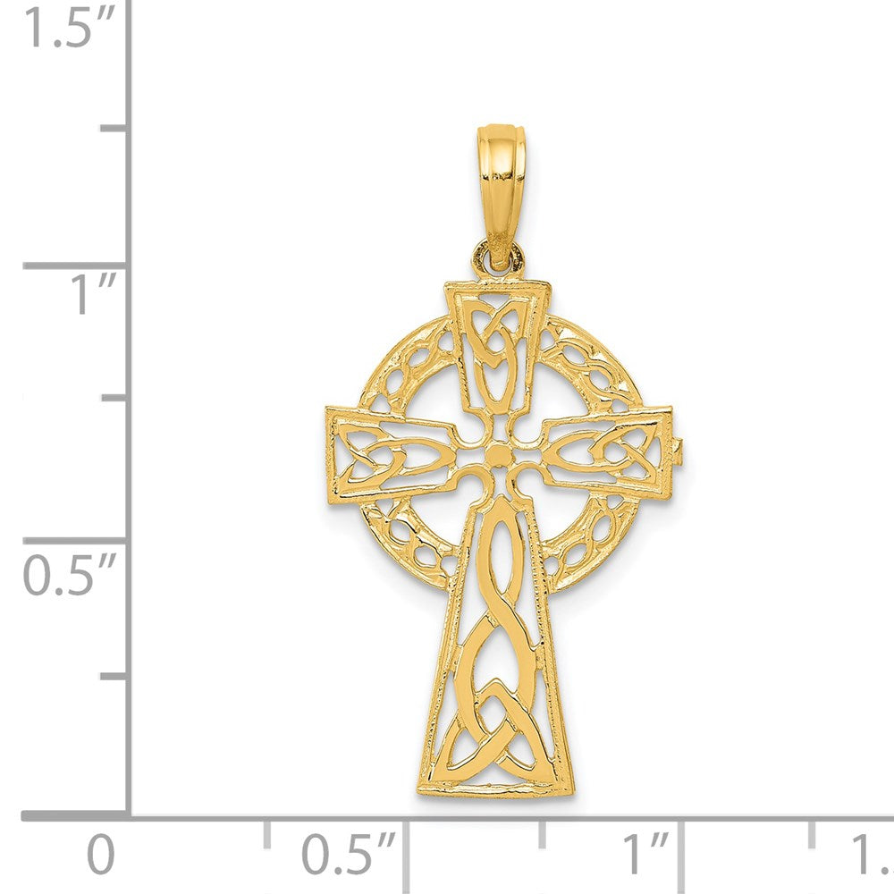 14k Yellow Gold 18 mm Polished Celtic Cross Pendant (1.21 grams)