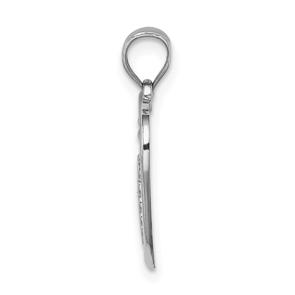 14K White Gold Polished Medical Heart Pendant (0.95 grams)