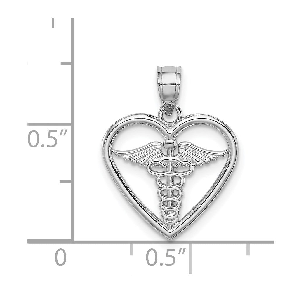 14K White Gold Polished Medical Heart Pendant (0.95 grams)