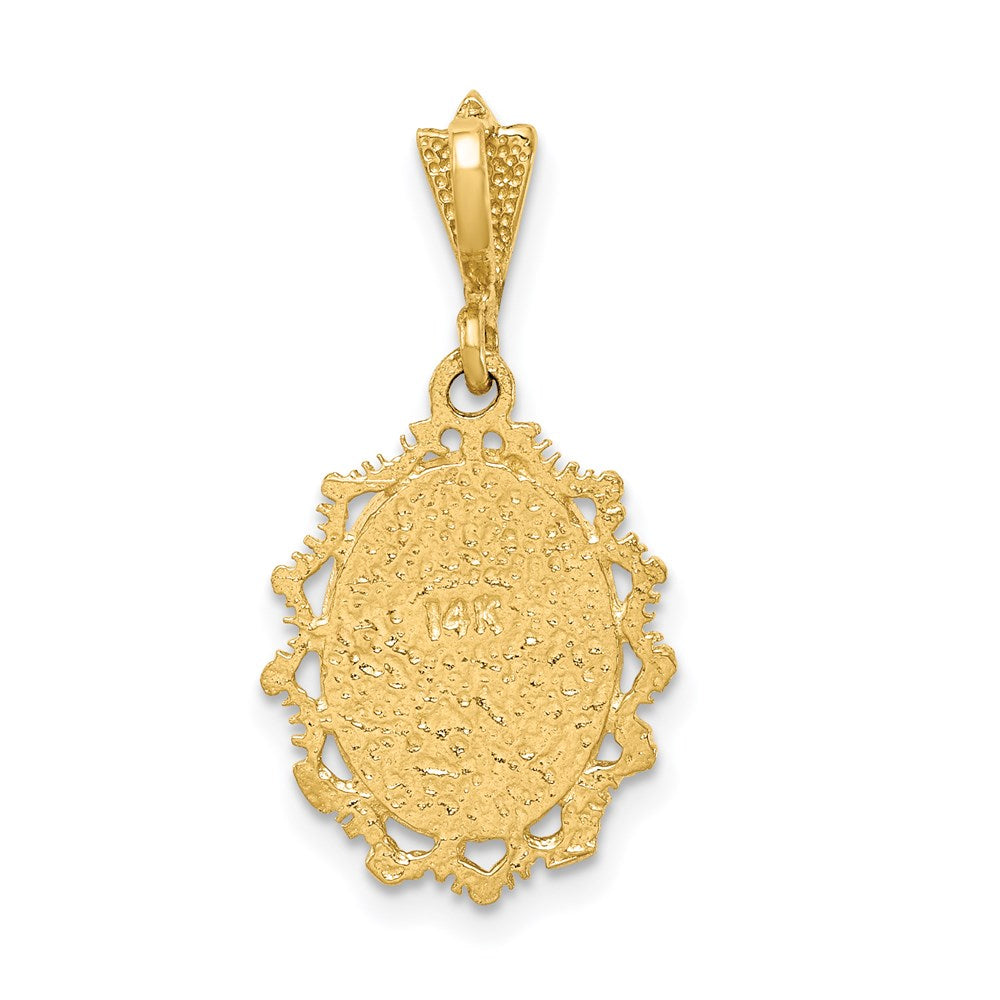 14k Two-tone 12.75 mm Two-tone Polished St. Mary Medal Pendant (1.58 grams)