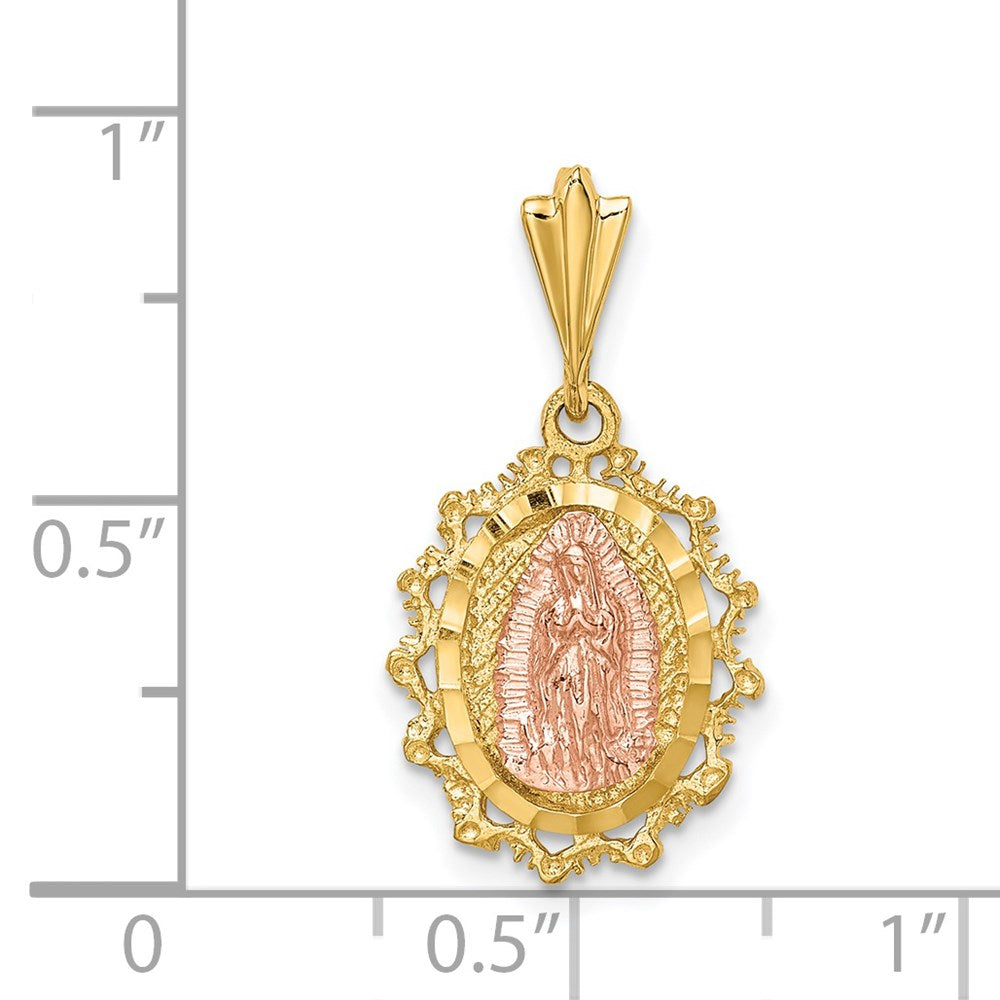 14k Two-tone 12.75 mm Two-tone Polished St. Mary Medal Pendant (1.58 grams)