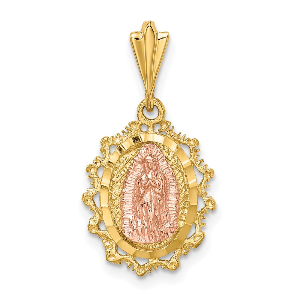 14k Two-tone 12.75 mm Two-tone Polished St. Mary Medal Pendant (1.58 grams)