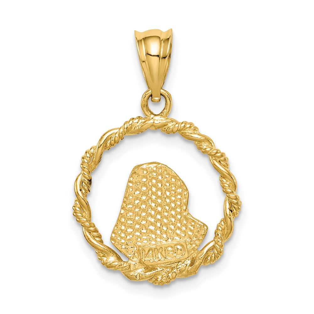 14k Yellow Gold 15.5 mm Brushed & Polished Diamond-cut Virgin Mary Pendant (1.58 grams)
