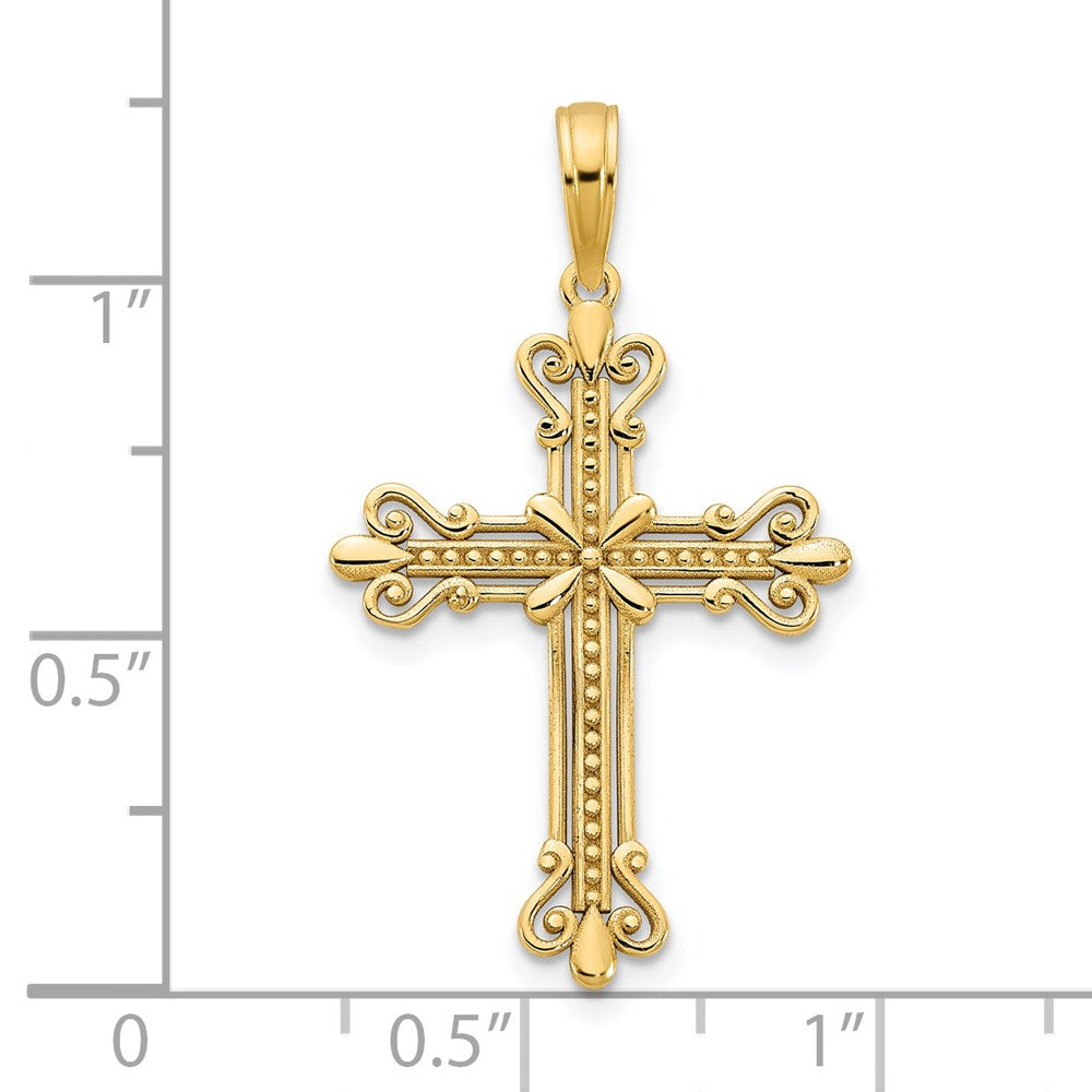14k Yellow Gold 18 mm Fancy Cross Pendant (1.38 grams)