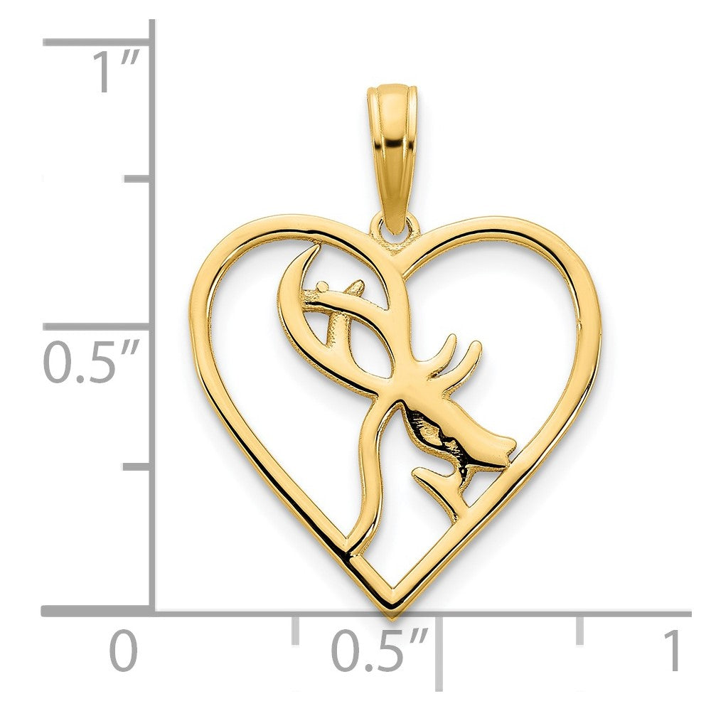 14ky Deer in a Heart Pendant (1.32 grams)