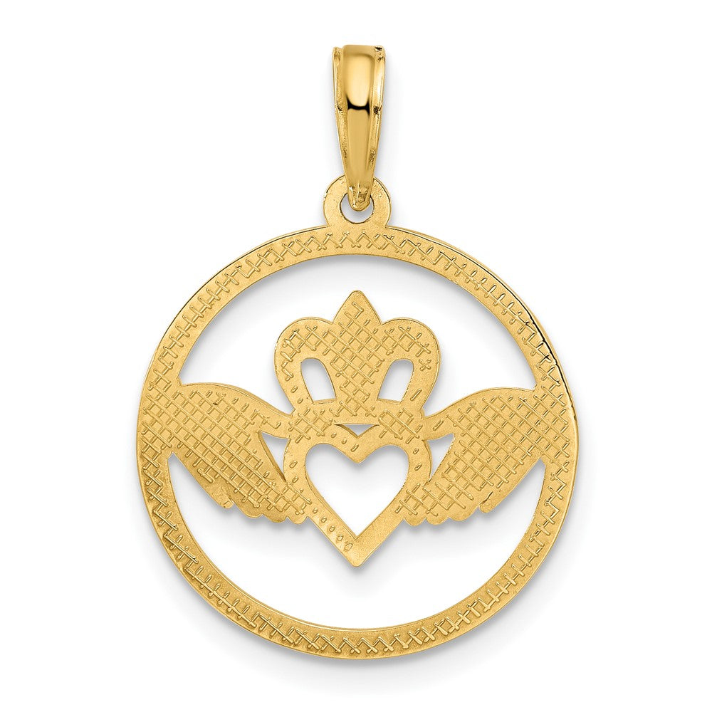 14k Yellow Gold 18 mm Claddagh Circle Pendant (1.79 grams)