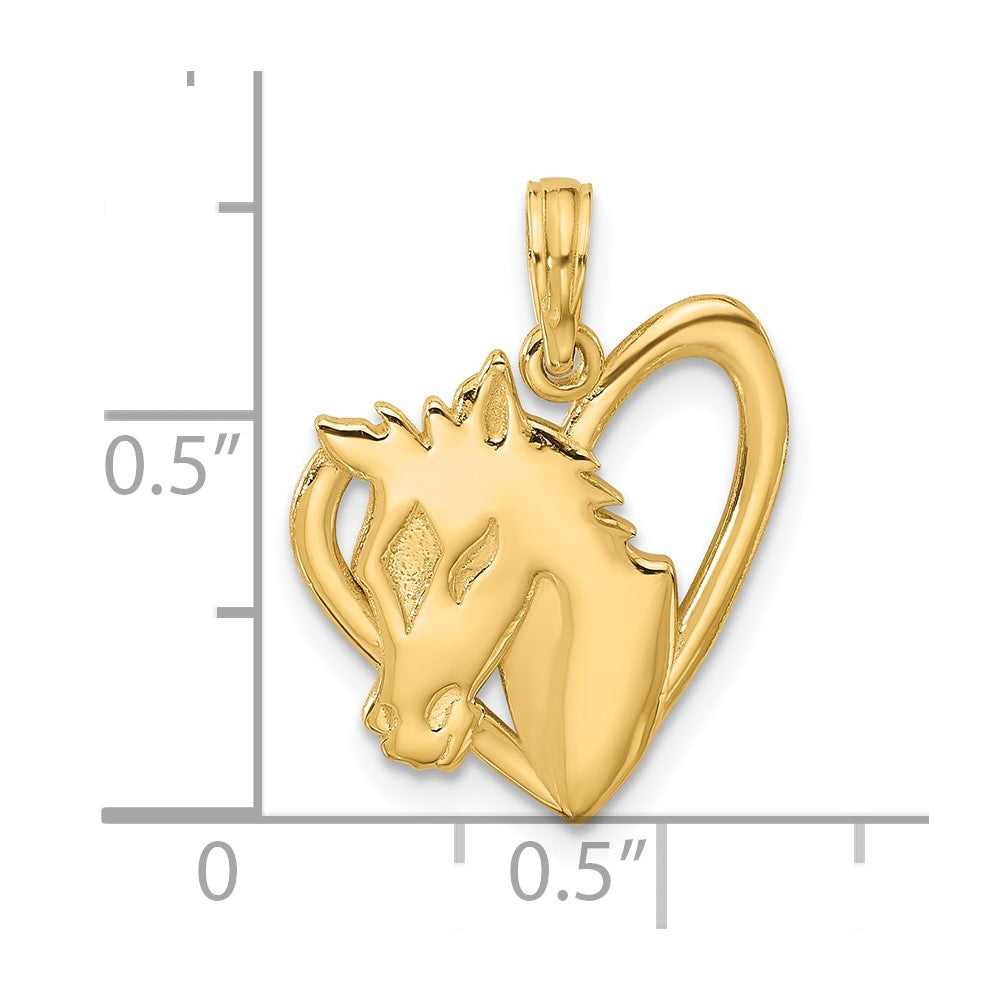 14K Polished Heart with Horse Pendant (1.93 grams)