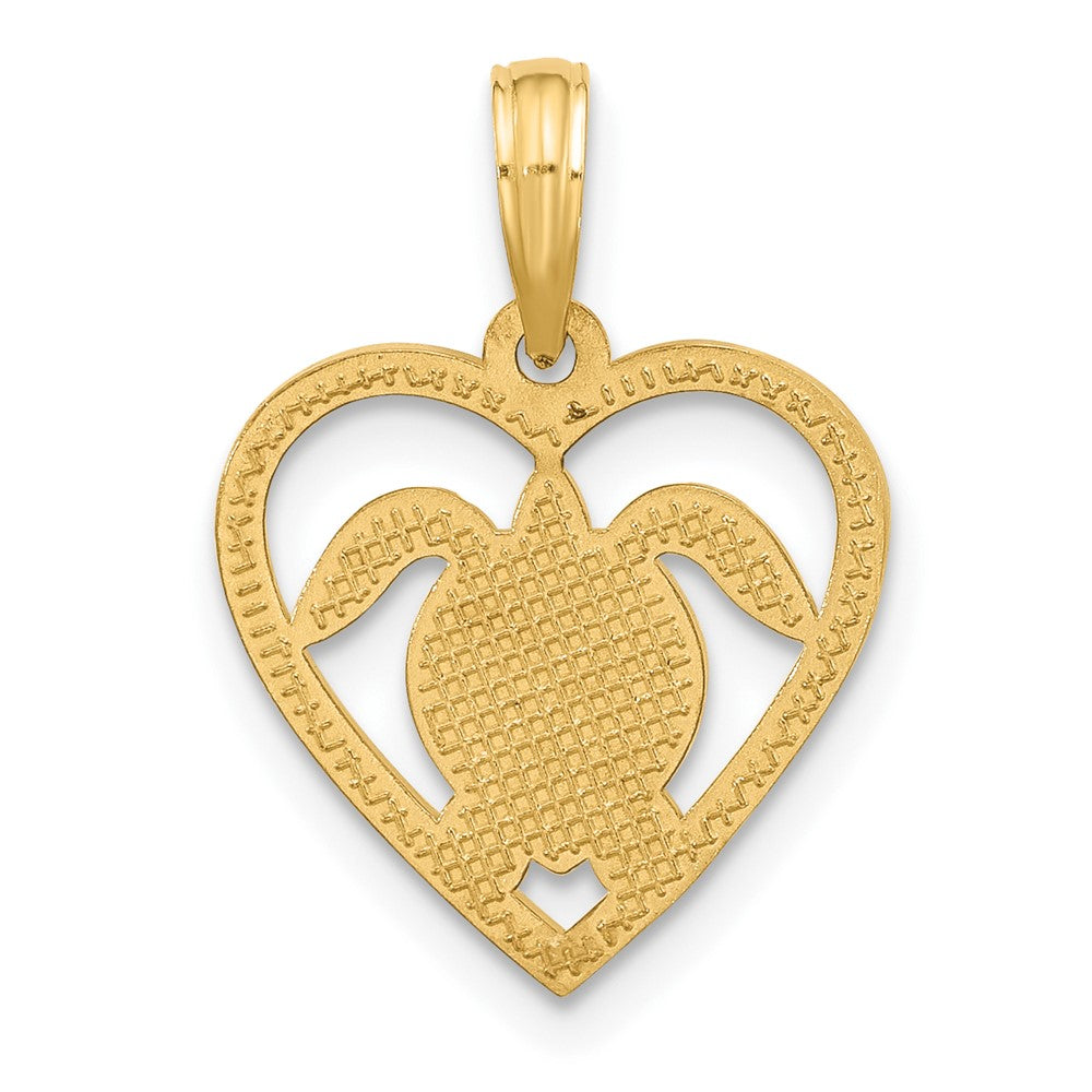 14k Yellow Gold 15 mm Polished Turtle in Heart Pendant (1.57 grams)