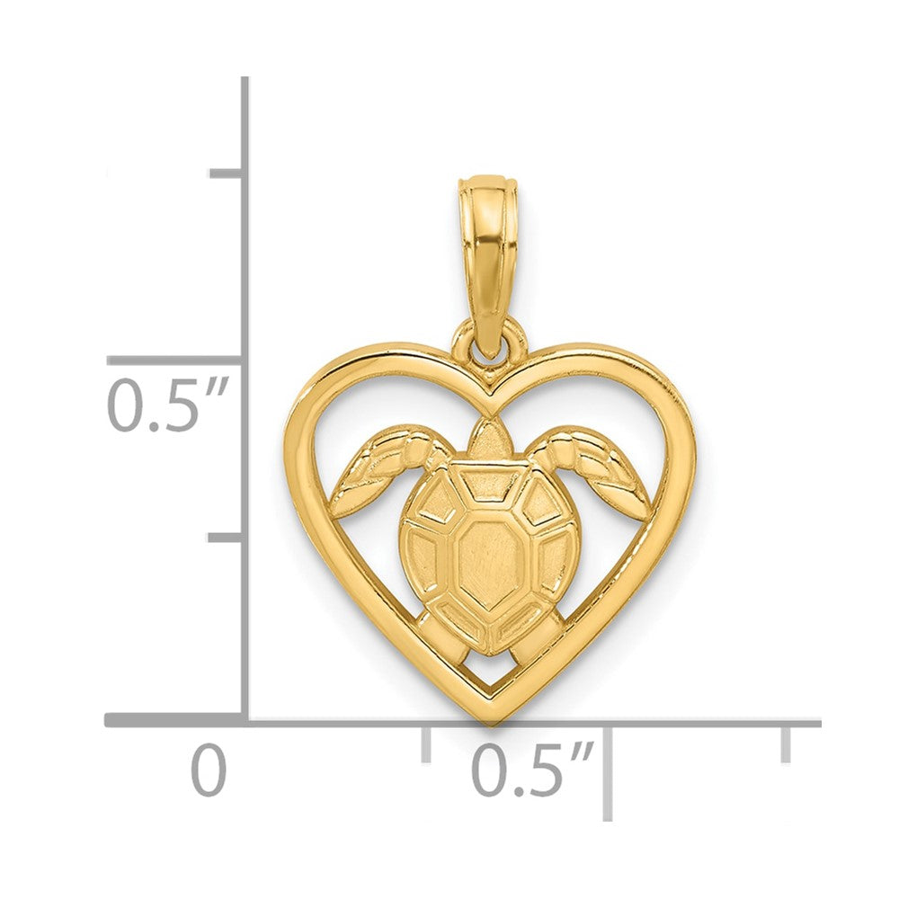14k Yellow Gold 15 mm Polished Turtle in Heart Pendant (1.57 grams)