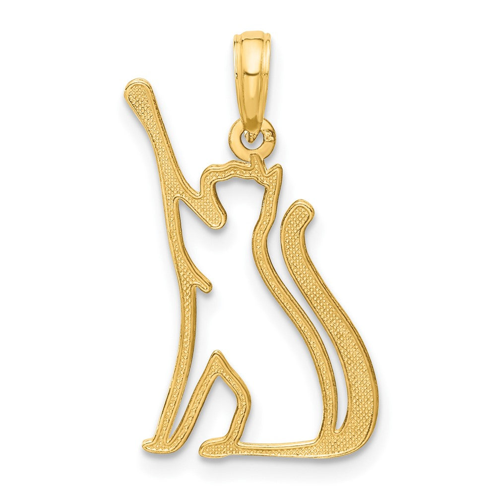 14k Yellow Gold 14 mm Polished Cat Reaching Pendant (1.28 grams)