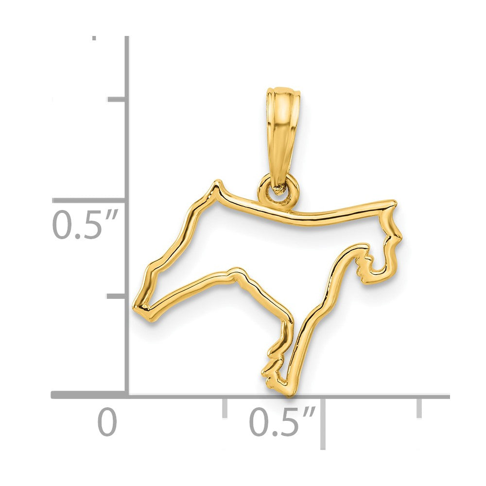 14k Yellow Gold 15.25 mm Polished Dog Outline Pendant (0.72 grams)