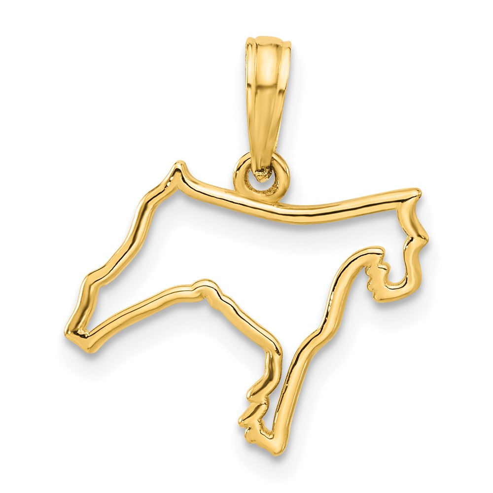 14k Yellow Gold 15.25 mm Polished Dog Outline Pendant (0.72 grams)