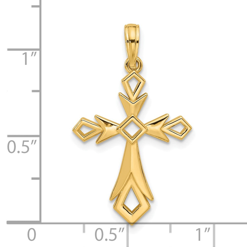 14k Yellow Gold 18.2 mm Fancy Cross Charm (1.44 grams)