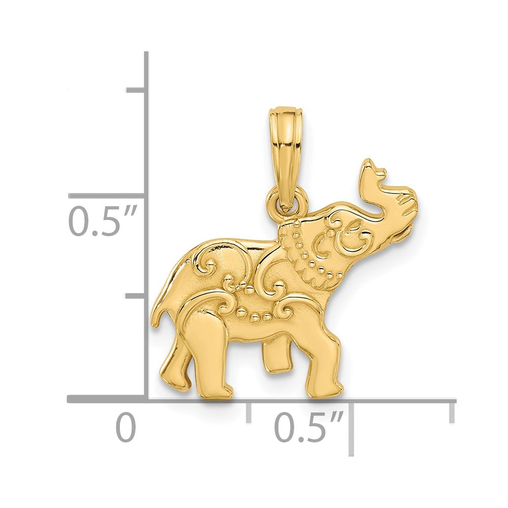 14k Yellow Gold 1.2 mm Polished Fancy Elephant Charm (1.51 grams)