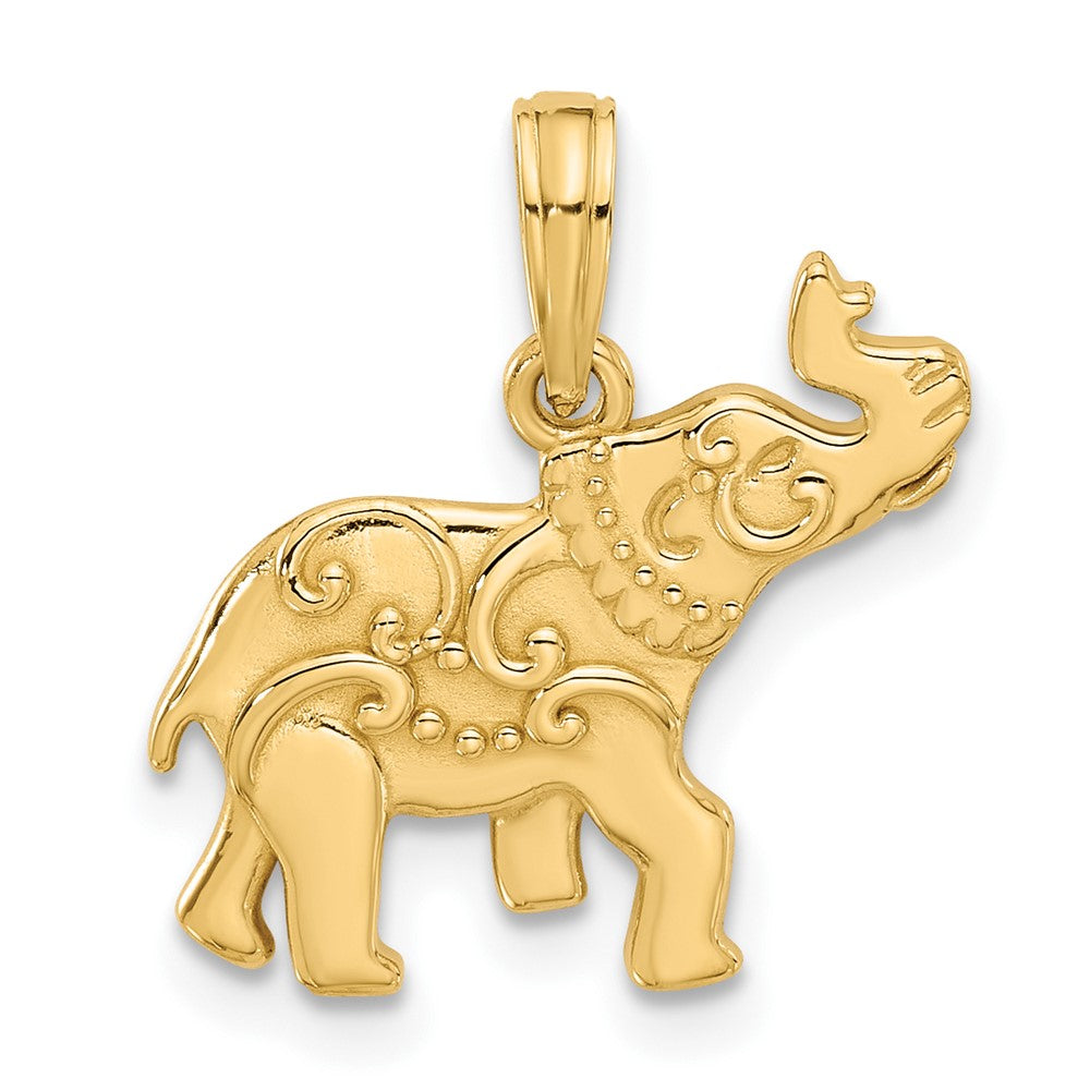 14k Yellow Gold 1.2 mm Polished Fancy Elephant Charm (1.51 grams)