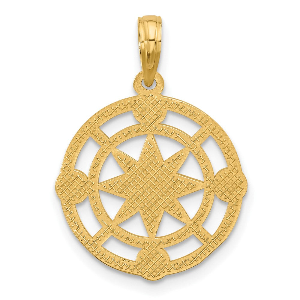 14k Yellow Gold 18 mm Polished Round Compass Charm (1.95 grams)