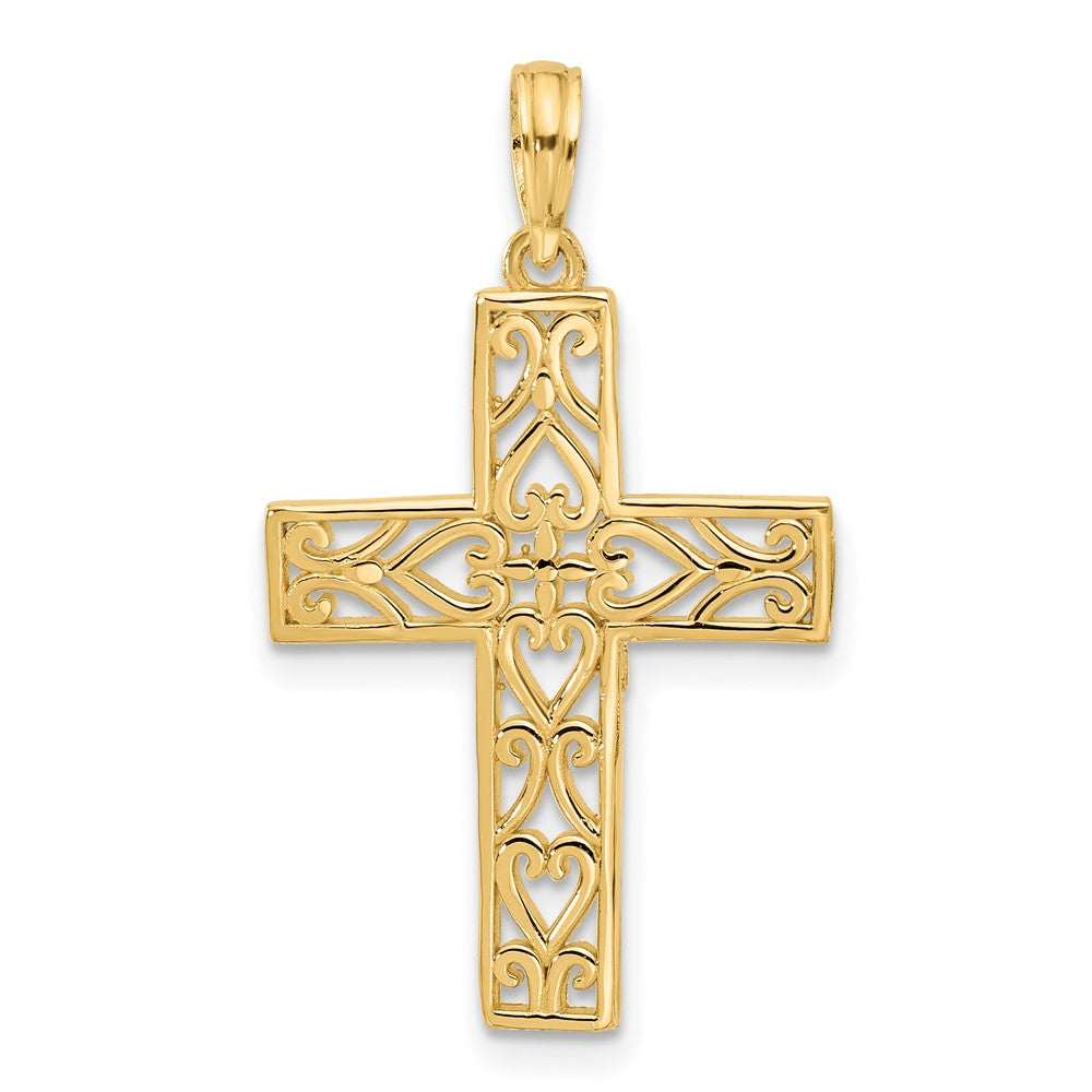 14K Fancy Hearts Cross Charm (1.72 grams)