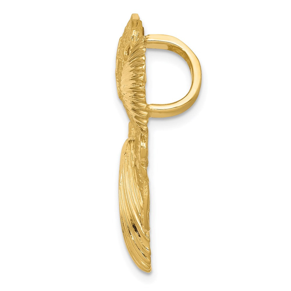 14k Yellow Gold 40 mm Sea Life Diamond-cut Omega Slide (5.59 grams)