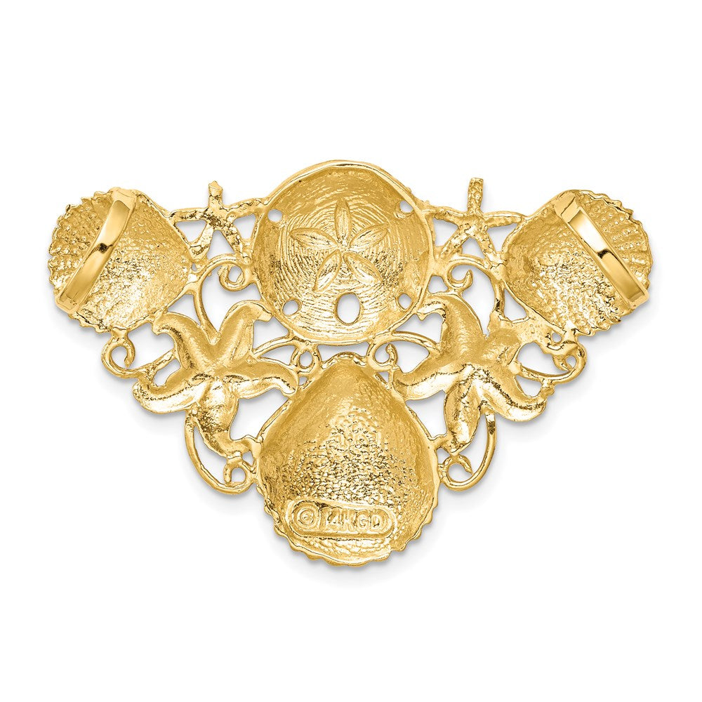 14k Yellow Gold 40 mm Sea Life Diamond-cut Omega Slide (5.59 grams)