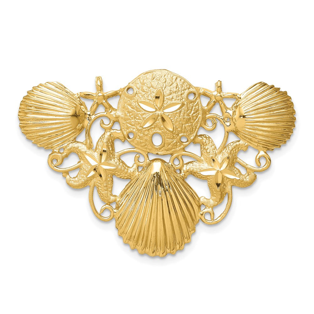 14k Yellow Gold 40 mm Sea Life Diamond-cut Omega Slide (5.59 grams)
