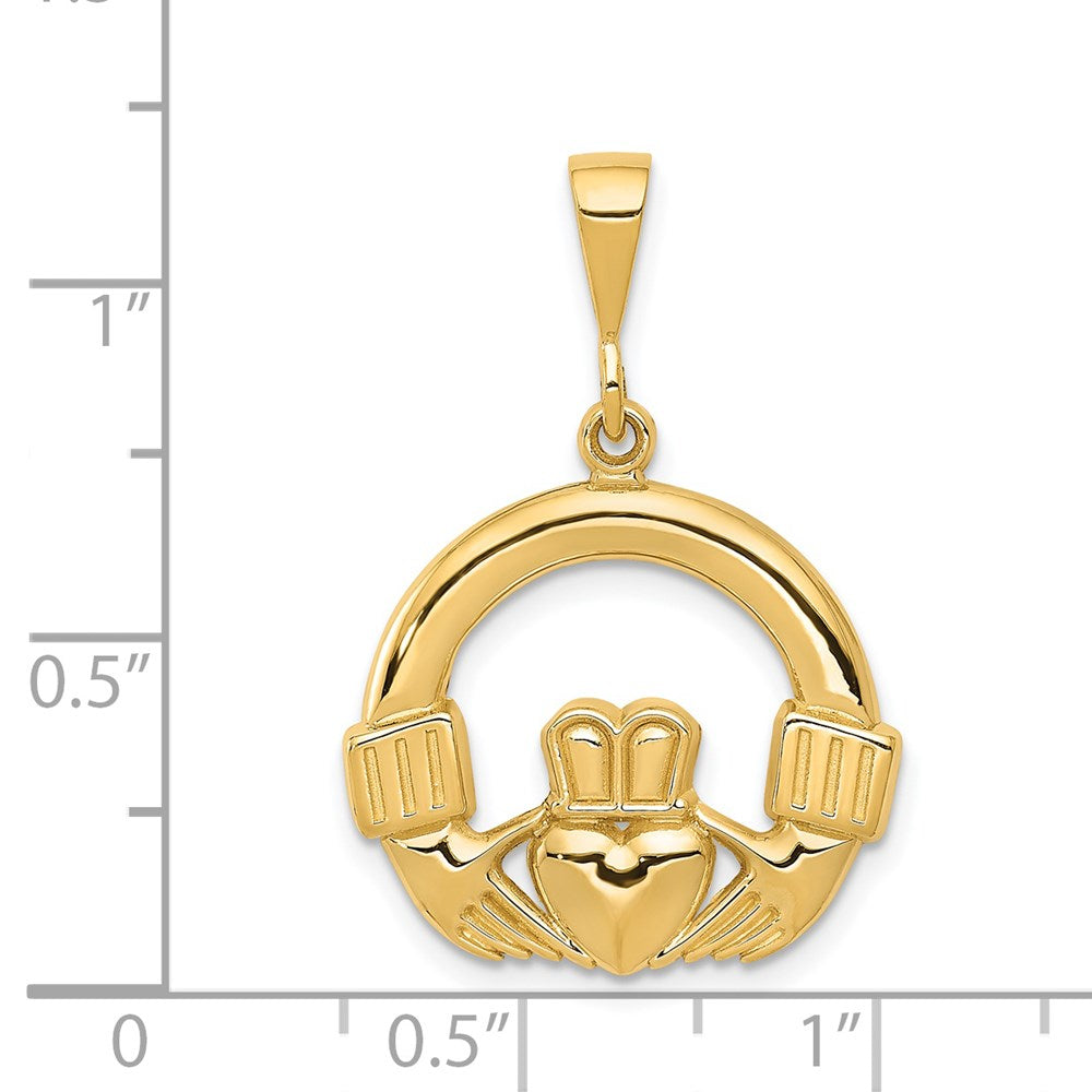 14k Yellow Gold 21 mm Claddagh Pendant (2.64 grams)