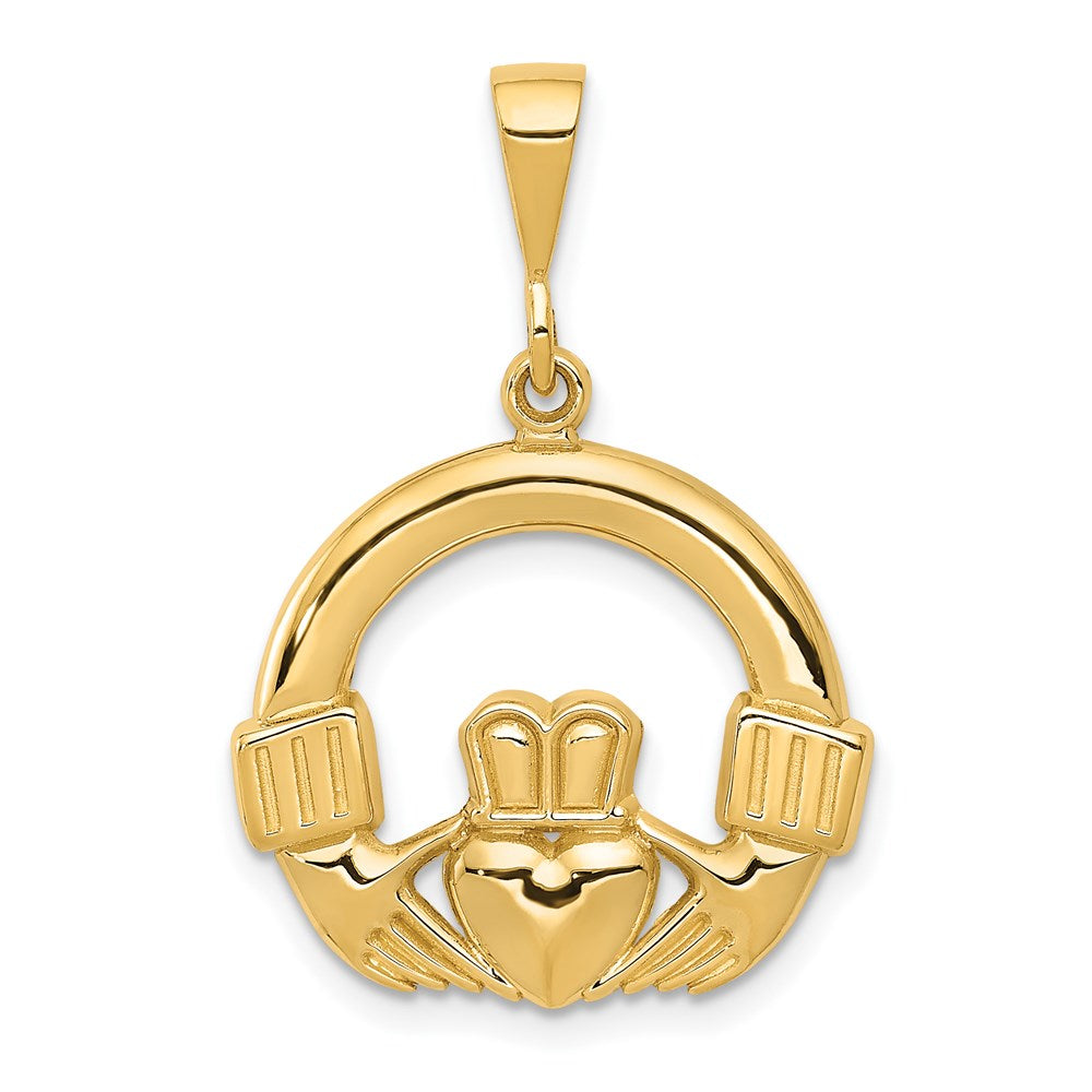 14k Yellow Gold 21 mm Claddagh Pendant (2.64 grams)