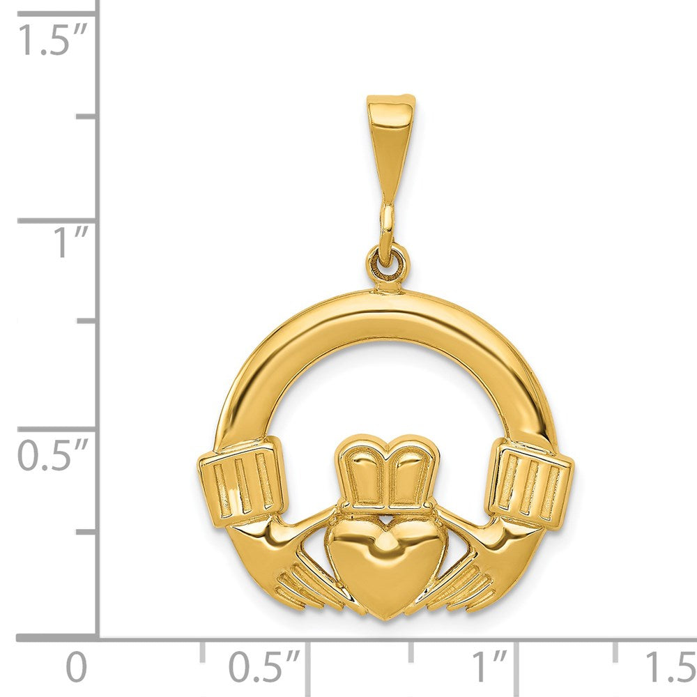 14k Yellow Gold 24 mm Claddagh Pendant (3.21 grams)