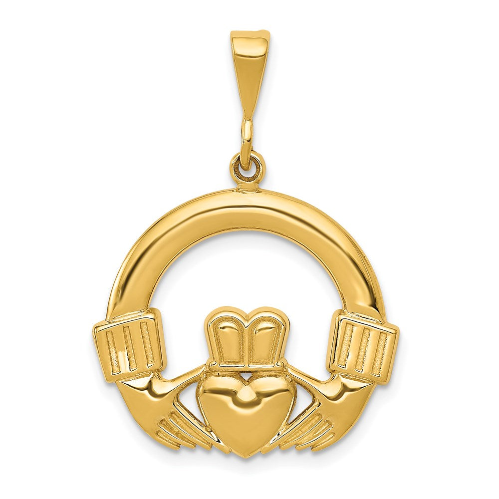 14k Yellow Gold 24 mm Claddagh Pendant (3.21 grams)