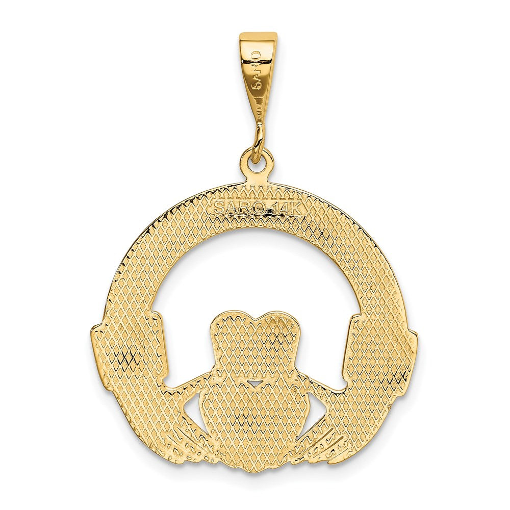 14k Yellow Gold 26 mm Claddagh Pendant (4.03 grams)