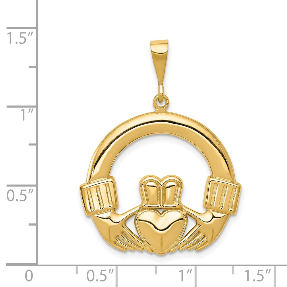 14k Yellow Gold 26 mm Claddagh Pendant (4.03 grams)